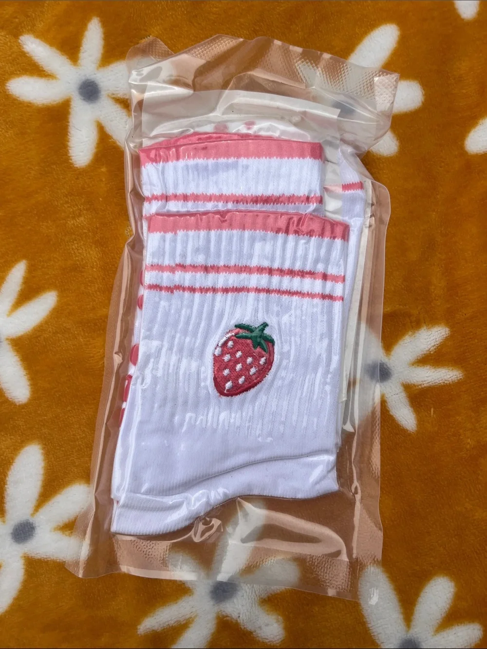 2x NEW Pairs of Embroidery Crew Yoga Socks Strawberry Moon Icon Pilates Socks